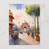 Delhi Aquarellkunst Postkarte (Vorderseite)