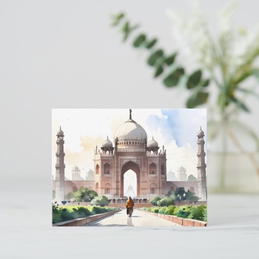 Delhi Aquarellkunst Postkarte (Stehend Vorderseite)