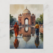 Delhi Aquarellkunst Postkarte (Vorderseite)