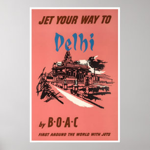 Delhi-Druck Indien Kunst BOAC Reiseplakat Indisch Poster