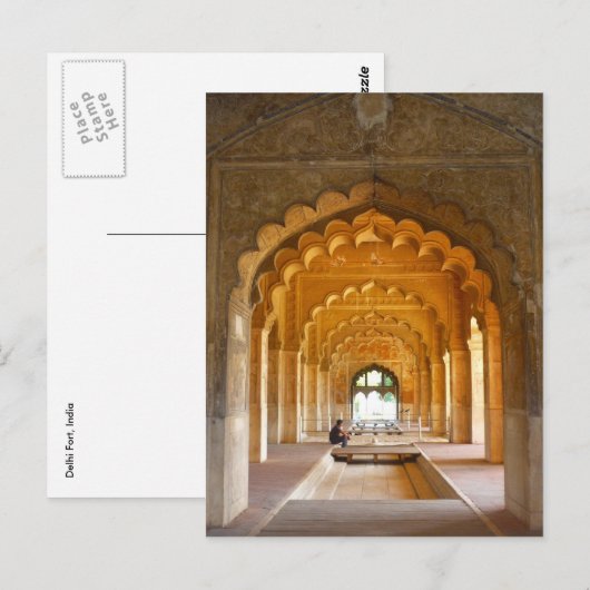 Delhi-Fort-Rote Bögen Postkarte (Vorne/Hinten)