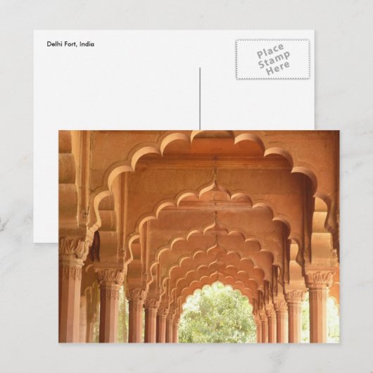 Delhi-Fort-Rote Bögen Postkarte (Vorne/Hinten)