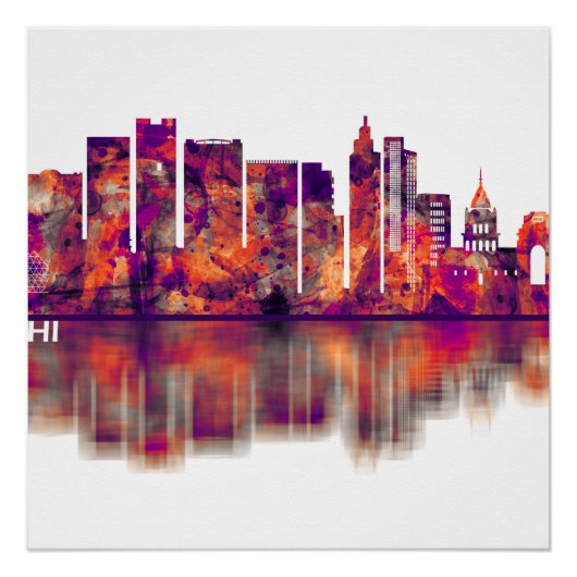 Delhi India Skyline Poster (Vorderseite)