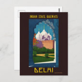 Delhi India Vintage Poster 1930 Postkarte (Vorne/Hinten)