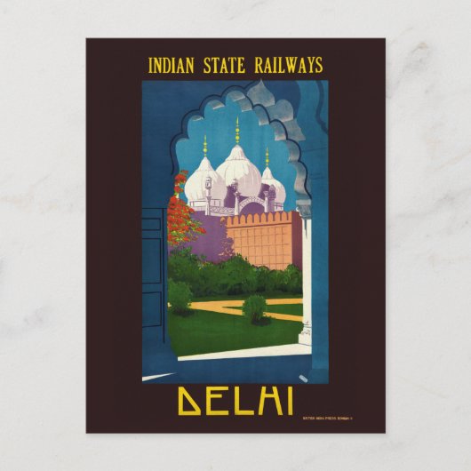 Delhi India Vintage Poster 1930 Postkarte (Vorderseite)