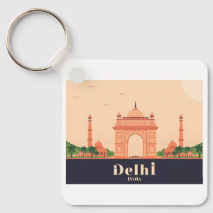 Delhi Indien Pastell Reise Design Schlüsselanhänger