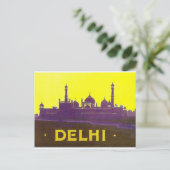 Delhi, Silhouette der Stadt, Tempel und Festung Postkarte (Stehend Vorderseite)