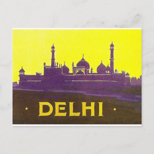 Delhi, Silhouette der Stadt, Tempel und Festung Postkarte (Vorderseite)