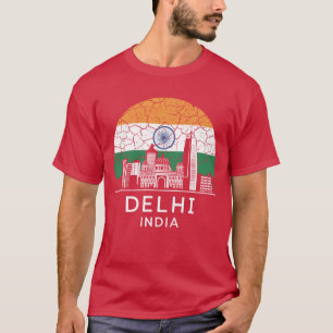Delhi Stadt Indien Flagge retro T-Shirt