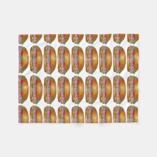 Deli Ham Cheese U-Boot Sandwich Hoagie Fleecedecke (Vorderseite (Horizontal))