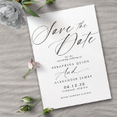Delicate Airy Script | Classic Black and White Save The Date