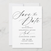 Delicate Airy Script | Classic Black and White Save The Date (Vorderseite)
