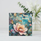 Delicate Apricot Cosmos on Teal Feiertagskarte (Stehend Vorderseite)