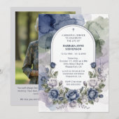 Delicate Arch Blue Green Floral Watercolor Effect  Einladung (Vorne/Hinten)