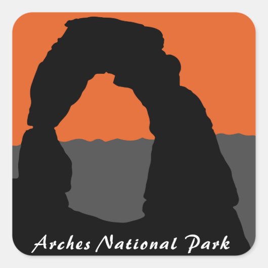 Delicate Arch in Arches National Park - Utah, USA Quadratischer Aufkleber (Vorderseite)