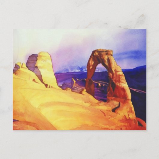 "Delicate Arch" Wüstenlandschaft Wasserfarbe Postkarte (Vorderseite)
