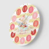 Delicate Baby Fairy and Strawberry Large Clock Große Wanduhr (Winkel)
