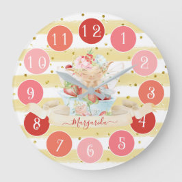 Delicate Baby Fairy and Strawberry Large Clock Große Wanduhr