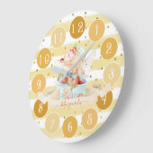 Delicate Baby Fairy and Strawberry Large Clock Große Wanduhr (Winkel)