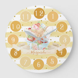 Delicate Baby Fairy and Strawberry Large Clock Große Wanduhr