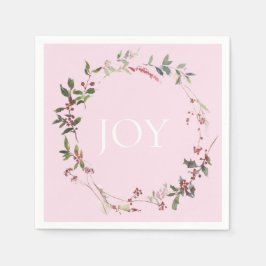 Delicate Berry Wreath auf Pink Holiday Paper Napki Serviette