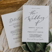 Delicate Black Calligraphy All In One Wedding Einladung