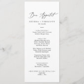 Delicate Black Calligraphy Bon Appétit Dinner Men Menükarte (Vorderseite)