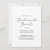 Delicate Black Calligraphy Bridesmaids Brunch Einladung (Vorderseite)