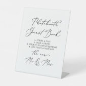 Delicate Black Calligraphy Fotobooth Gästebuch Sockelschild (Vorderseite)