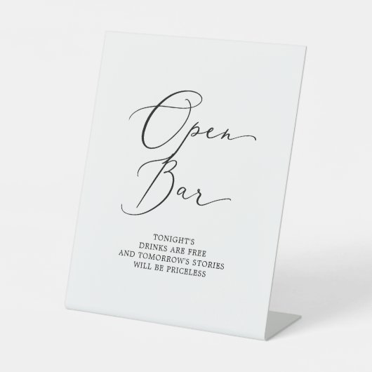 Delicate Black Calligraphy Open Bar Sockelschild (Vorderseite)