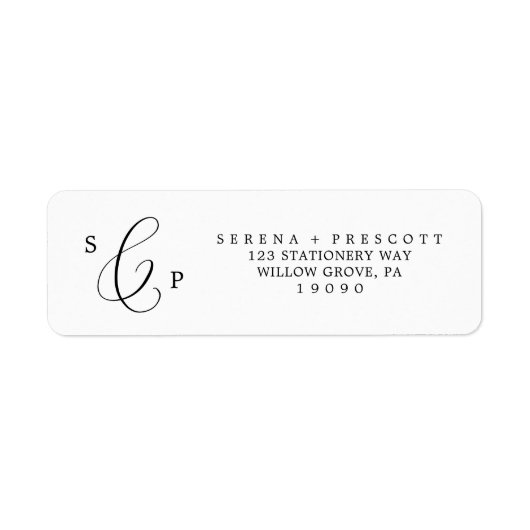 Delicate Black Calligraphy Return Address Label (Vorne)