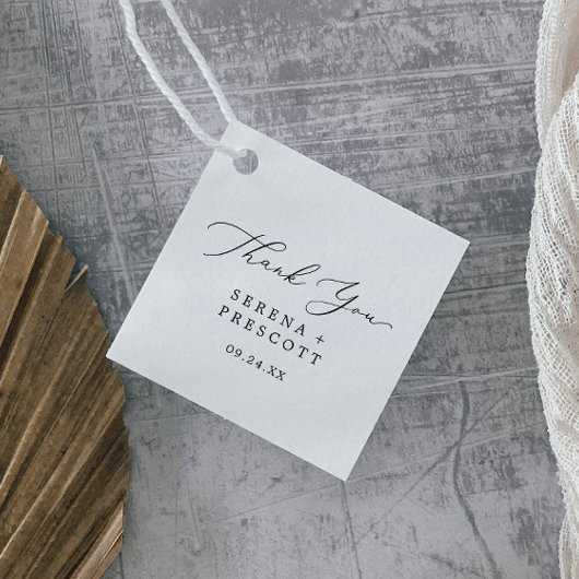 Delicate Black Calligraphy Vielen Dank Geschenkanhänger