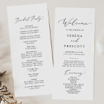 Delicate Black Calligraphy Wedding Program Programm<br><div class="desc">This delicate black calligraphy wedding program is perfect for a modern wedding. The romantic minimalist design features lovely and elegant black typography on a white background with a clean and simple look. Include the name of the bride and groom, the wedding date and location, thank you message, order of service,...</div>