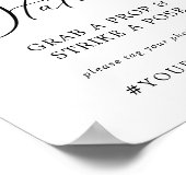 Delicate Black Selfie Station Wedding Hashtag Sign Poster (Ecke)