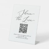 Delicate Black Share die Liebe QR Code Hochzeit Sockelschild (Vorderseite)