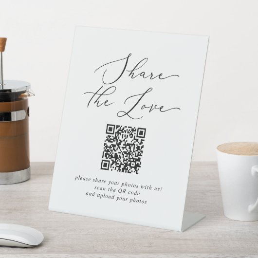 Delicate Black Share die Liebe QR Code Hochzeit Sockelschild (In SItu)