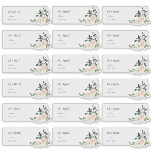 Delicate Bloom Blush Rose Guest Address Labels (Vorderseite)