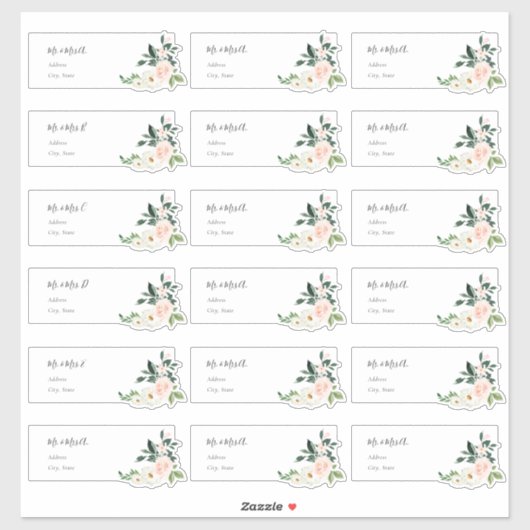 Delicate Bloom Blush Rose Guest Address Labels (Blatt)