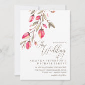 Delicate Bloom Typografie rustikale Hochzeit verti Einladung (Vorderseite)