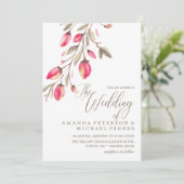 Delicate Bloom Typografie rustikale Hochzeit verti Einladung (Stehend Vorderseite)