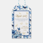 Delicate Blue Butterfly Baby in Bloom Danke Geschenkanhänger (Vorderseite)