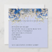 Delicate Blue Floral Entschuldigung Karte (Vorderseite)