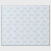 Delicate Blue Floral Lineart Brautparty Geschenkpapier (Flach)