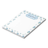 Delicate Blue Floral Monogram Cottagecore Notizblock (Rotiert)