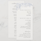 Delicate Blue Floral Wedding Programm (Vorne/Hinten)
