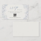 Delicate Blue Floral Wedding QR code RSVP Begleitkarte (Vorne/Hinten)