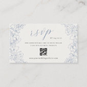 Delicate Blue Floral Wedding QR code RSVP Begleitkarte (Vorderseite)