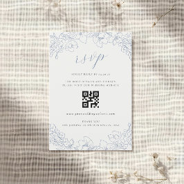Delicate Blue Floral Wedding QR Code UAWG RSVP Karte