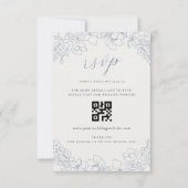 Delicate Blue Floral Wedding QR Code UAWG RSVP Karte (Vorderseite)