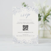 Delicate Blue Floral Wedding QR Code UAWG RSVP Karte (Stehend Vorderseite)